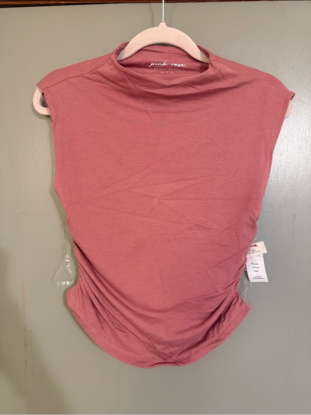 Lot of 2 Pink Rose Sleeveless Mock Neck Tank - white & mauve